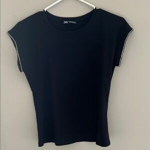 ZARA Black Boxy Short Sleeve Tee
